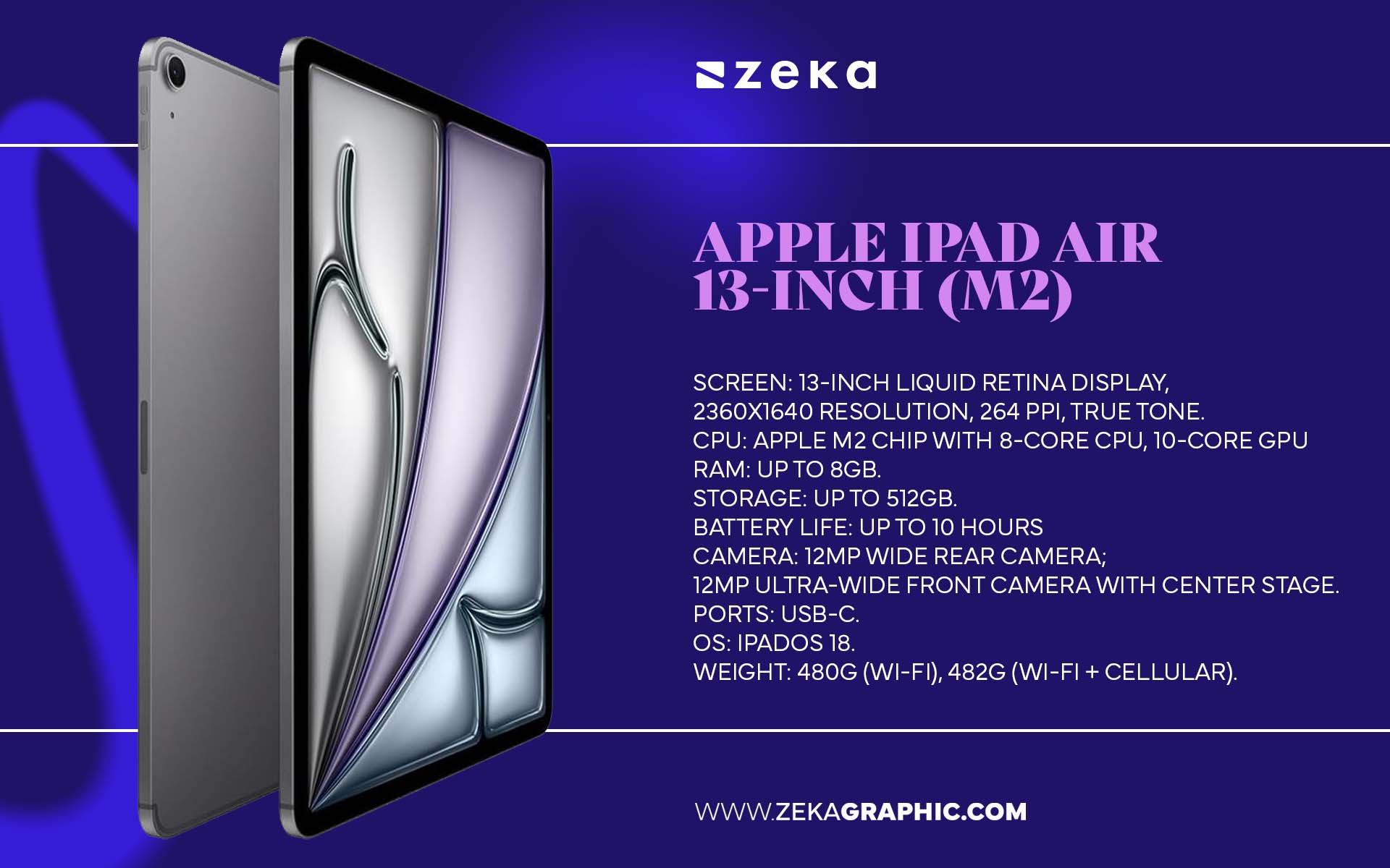 Apple iPad Air 13-inch (M2) Best Lightweight Tablet for Graphic Designers